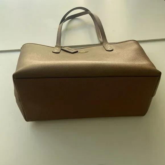 COACH City Zip Tote Saddle Light Brown Crossgrain Leather Bag Gold F58846 - Picture 3 of 13